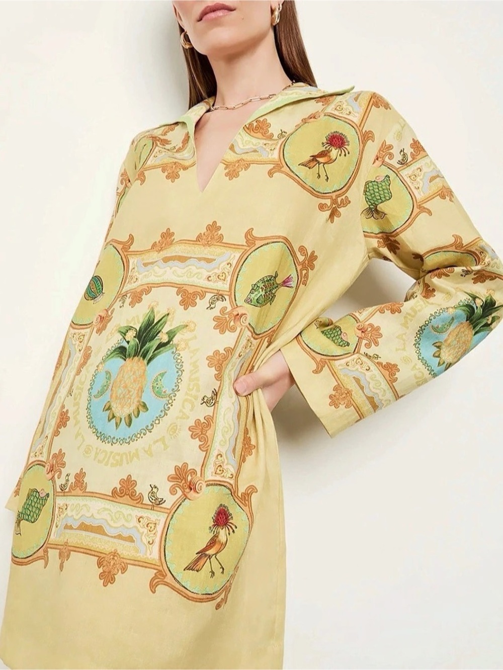 ALÉMAIS La Musica Tunic Dress Yellow & Green Size US 4